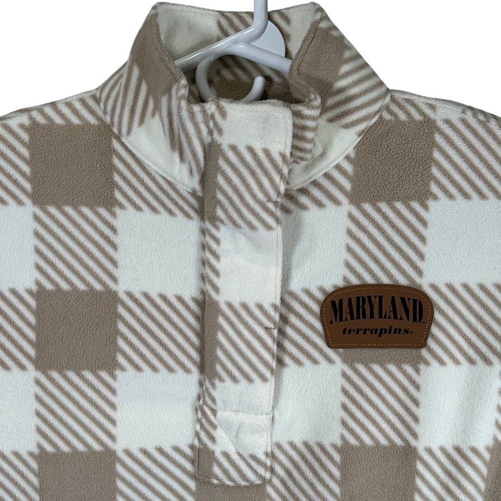 Rivalry Threads Maryland Terrapins Fleece Pullover Tan White Check Medium New